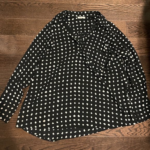 Pleione Black & White Polka Dot Tunic Blouse - Picture 1 of 6
